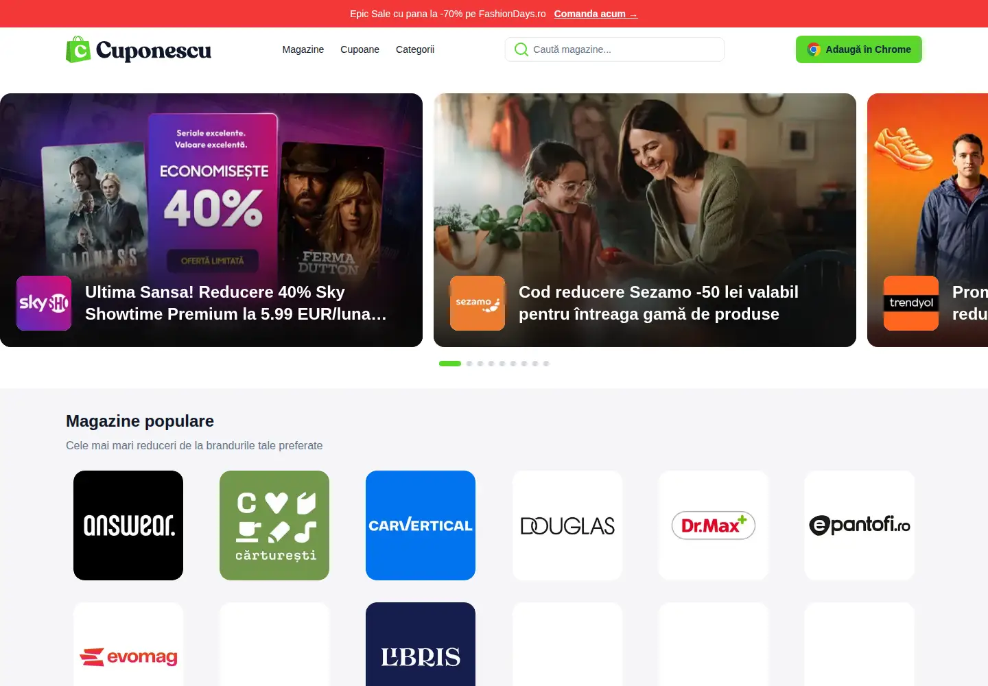 Captured homepage of cuponescu.ro in the current scan