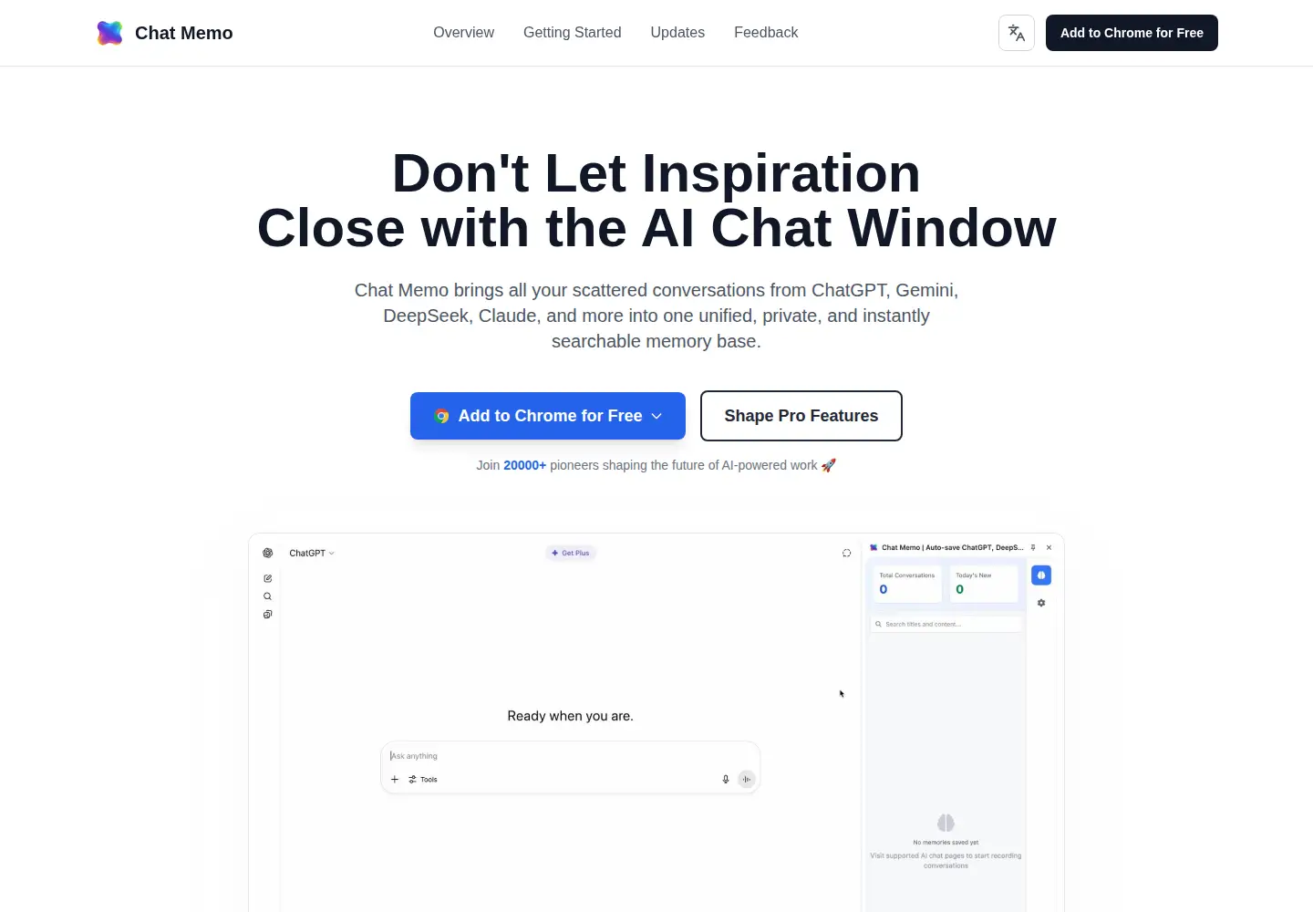 Screenshot of chatmemo.ai