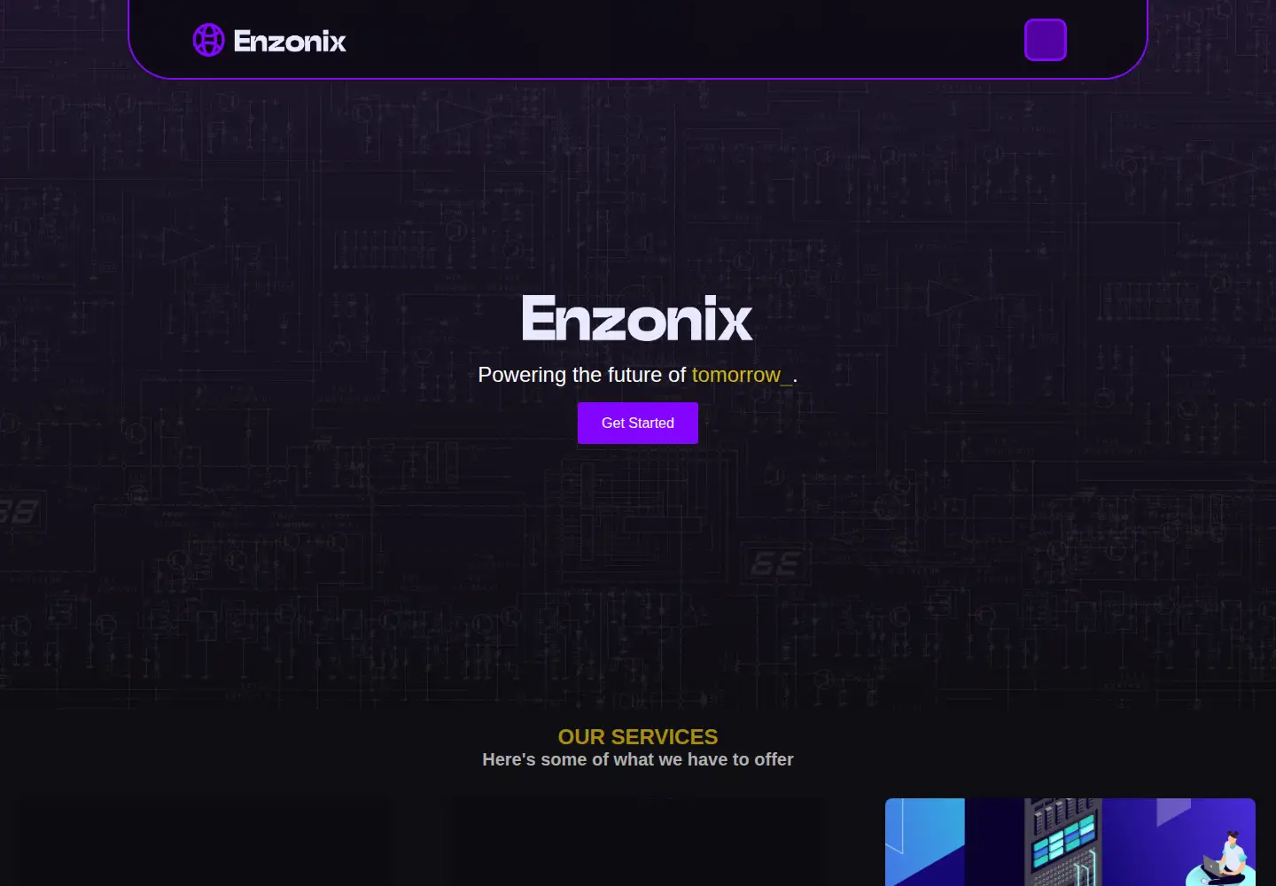 Captured homepage of enzonix.com in the current scan