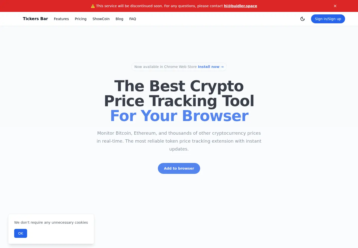 Screenshot of tickersbar.com