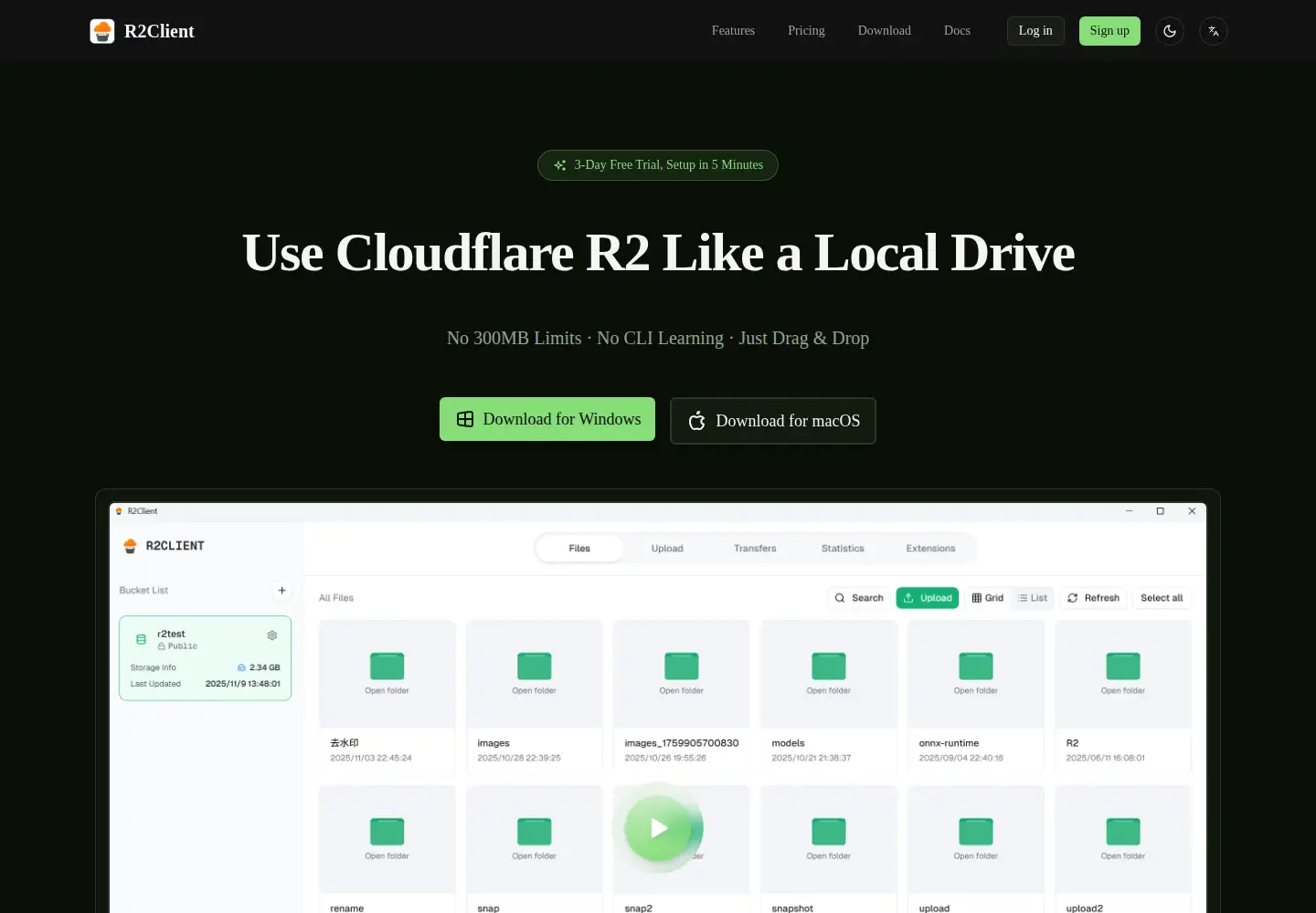 Captured homepage of r2client.com in the current scan