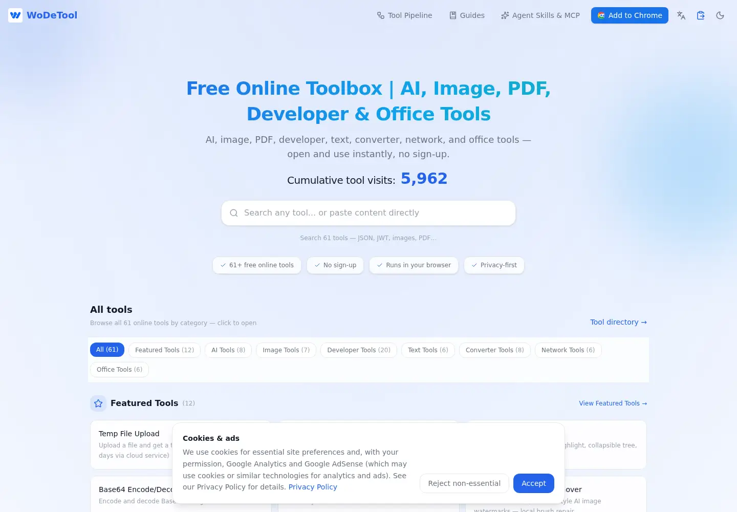 Screenshot of wodetool.com