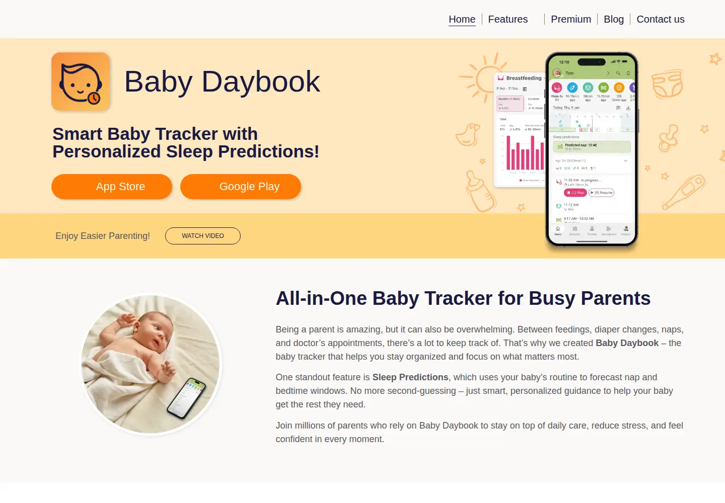 Captured homepage of babydaybook.app in the current scan