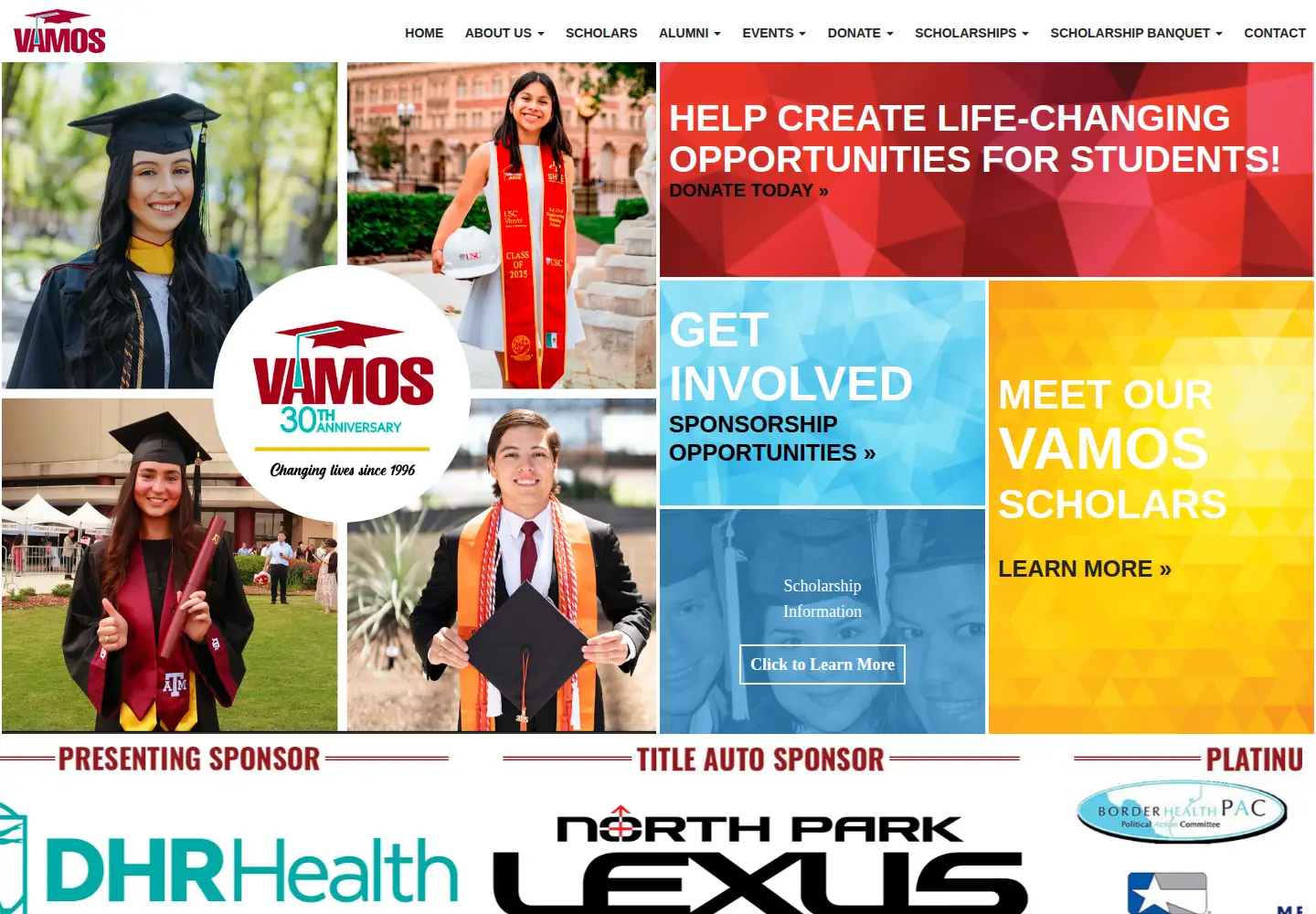 Captured homepage of vamosscholars.org in the current scan