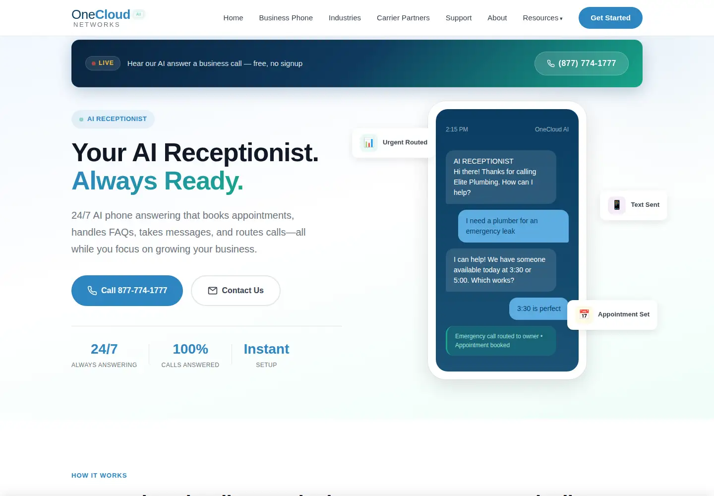 Captured homepage of onecloudnetworks.com in the current scan