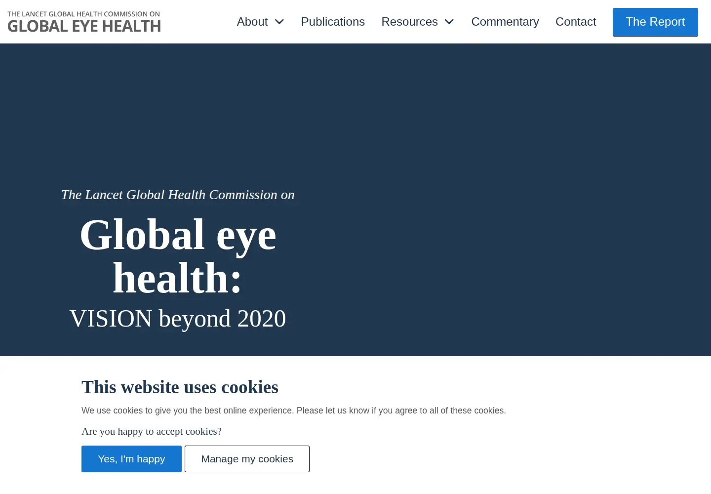 Captured homepage of globaleyehealthcommission.org in the current scan