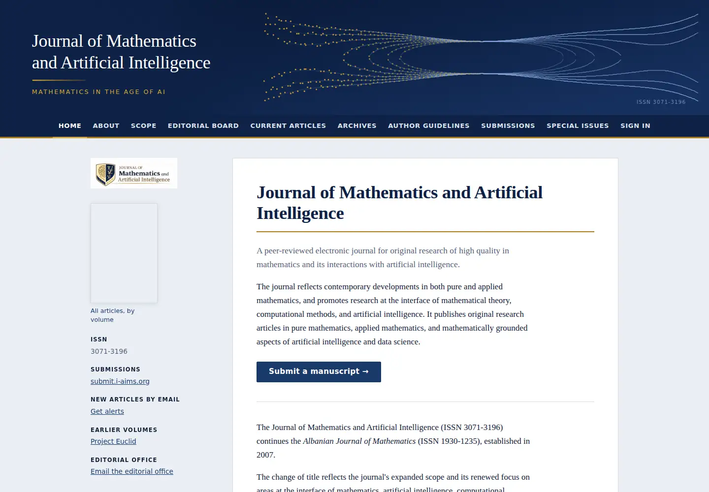 Captured homepage of albanian-j-math.com in the current scan