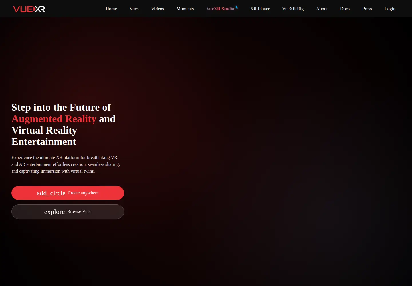 Screenshot of vuexr.com