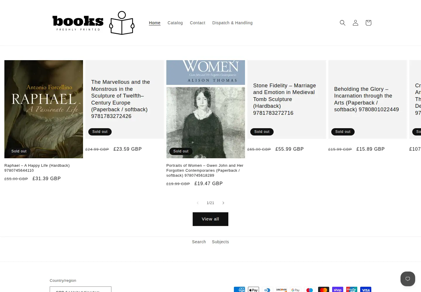 Captured homepage of freshlyprintedbooks.co.uk in the current scan