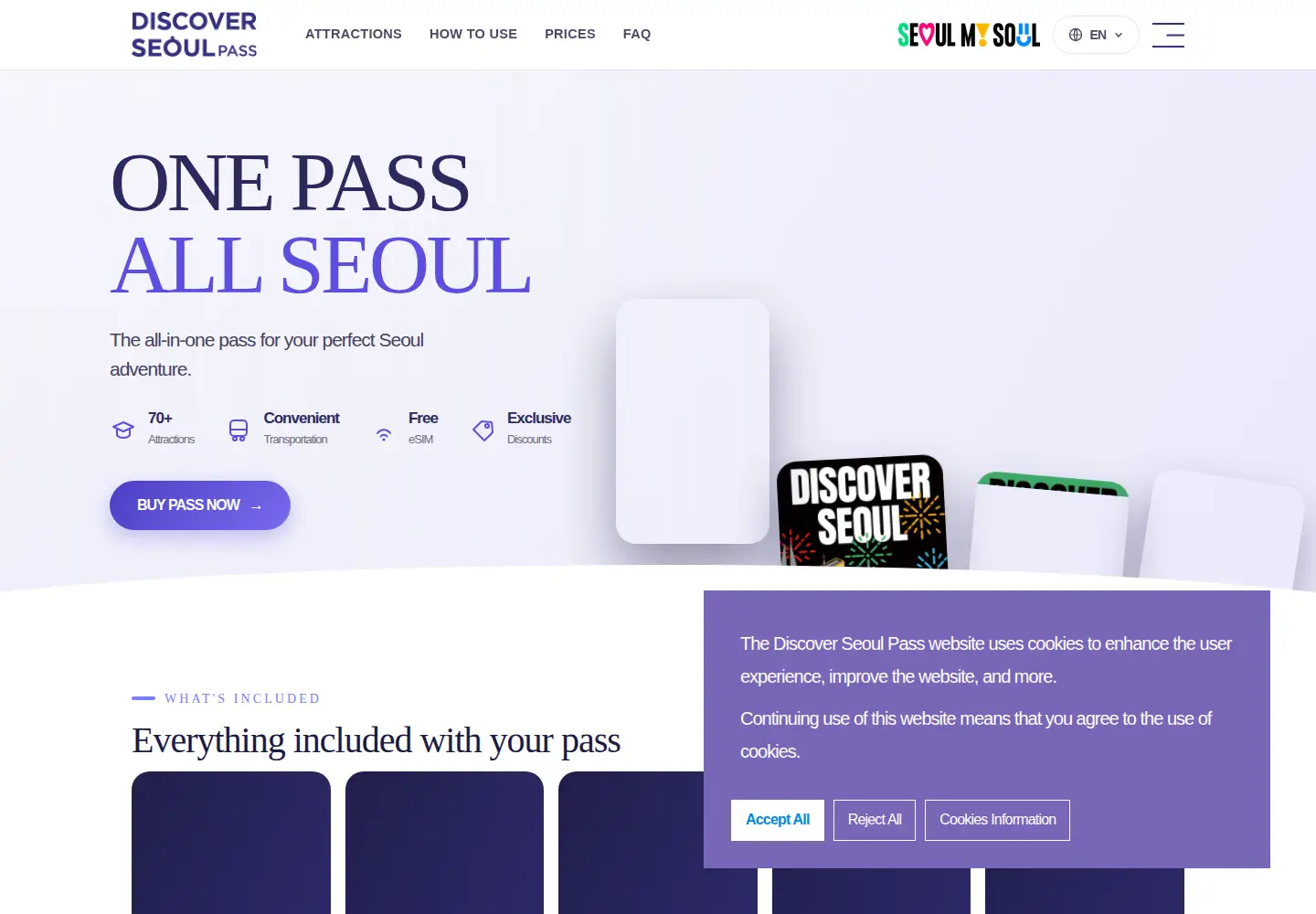 Screenshot of discoverseoulpass.com
