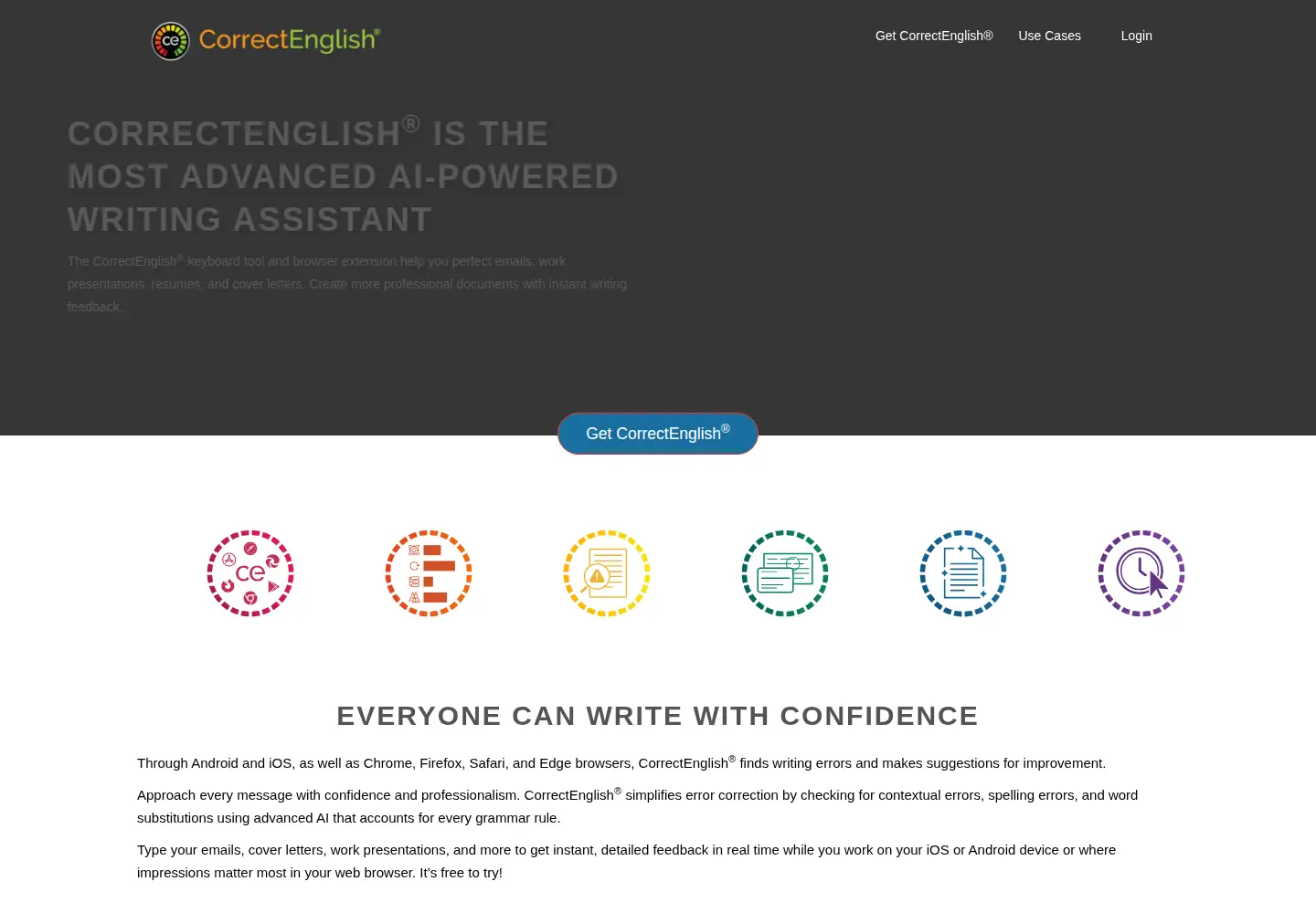 Screenshot of correctenglish.com