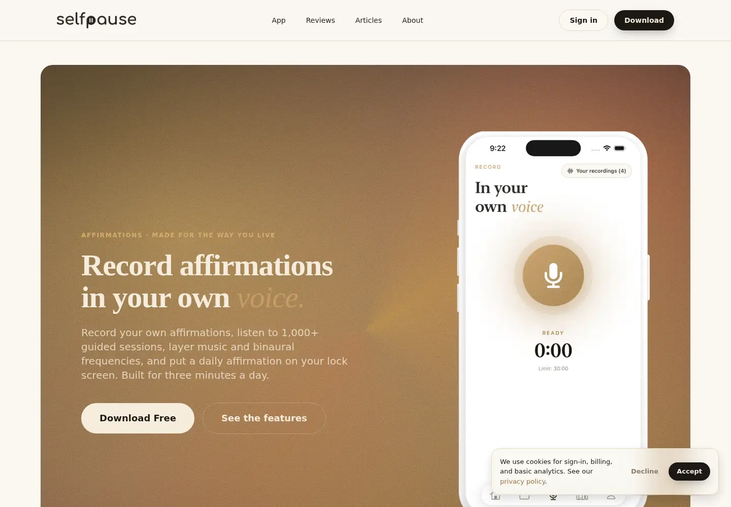 Screenshot of selfpause.com