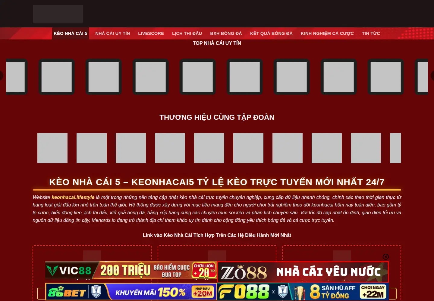 Screenshot of keonhacai.wine