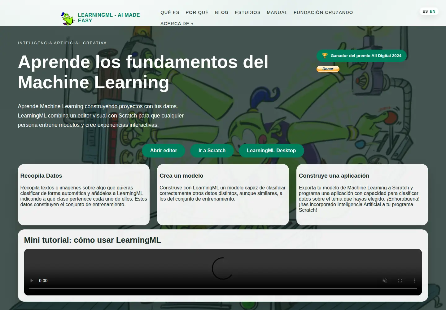 Screenshot of learningml.org