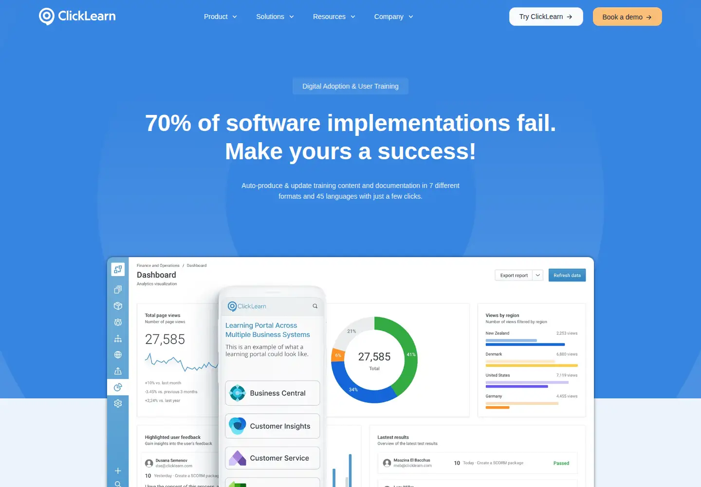 Captured homepage of clicklearn.com in the current scan
