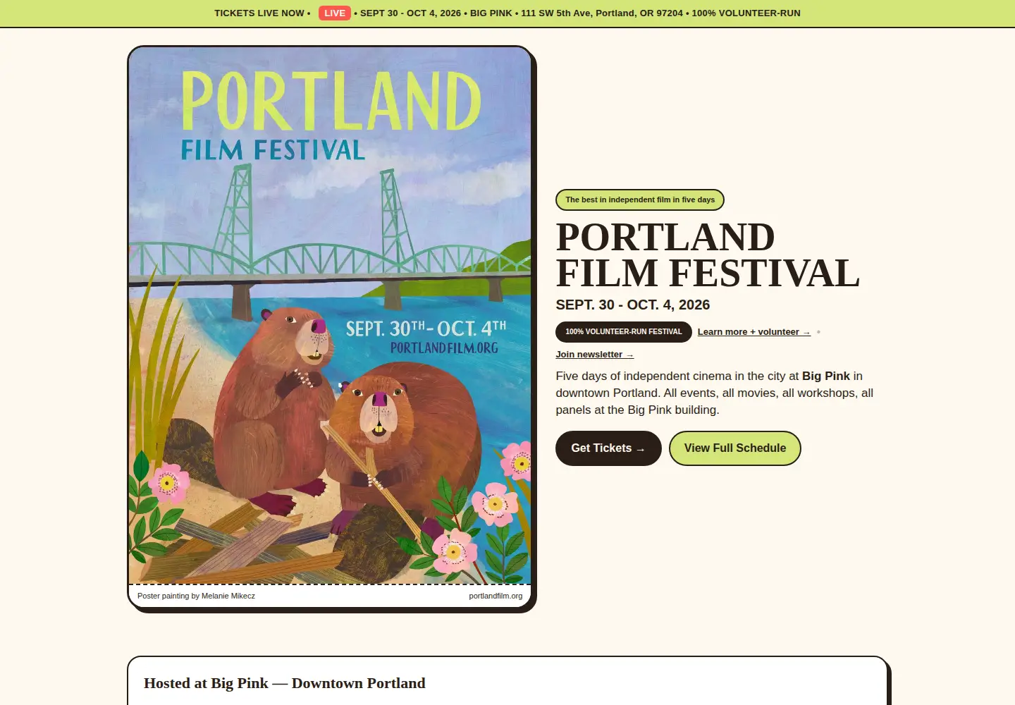 Screenshot of portlandfilm.org