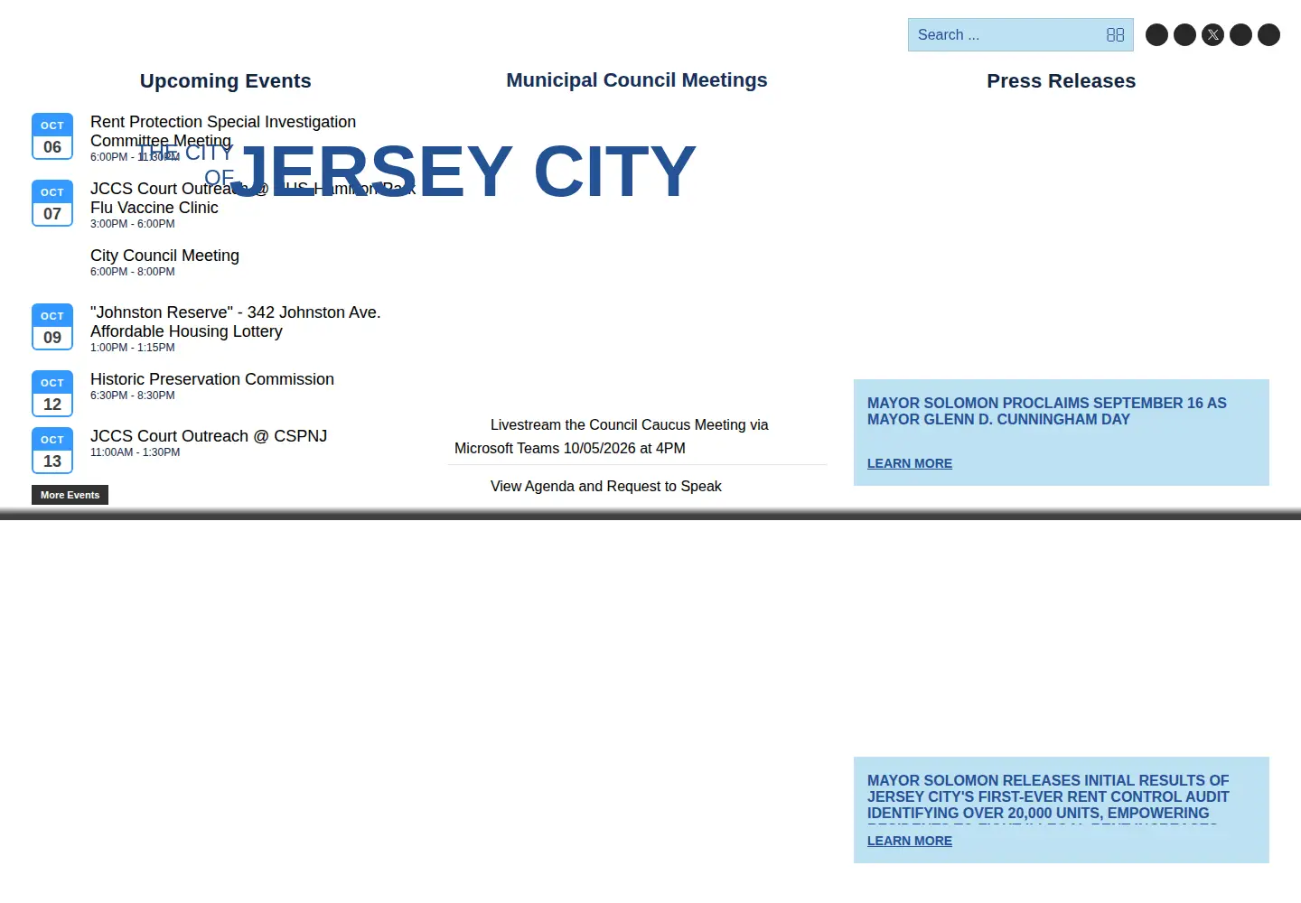 Captured homepage of jcnj.org in the current scan