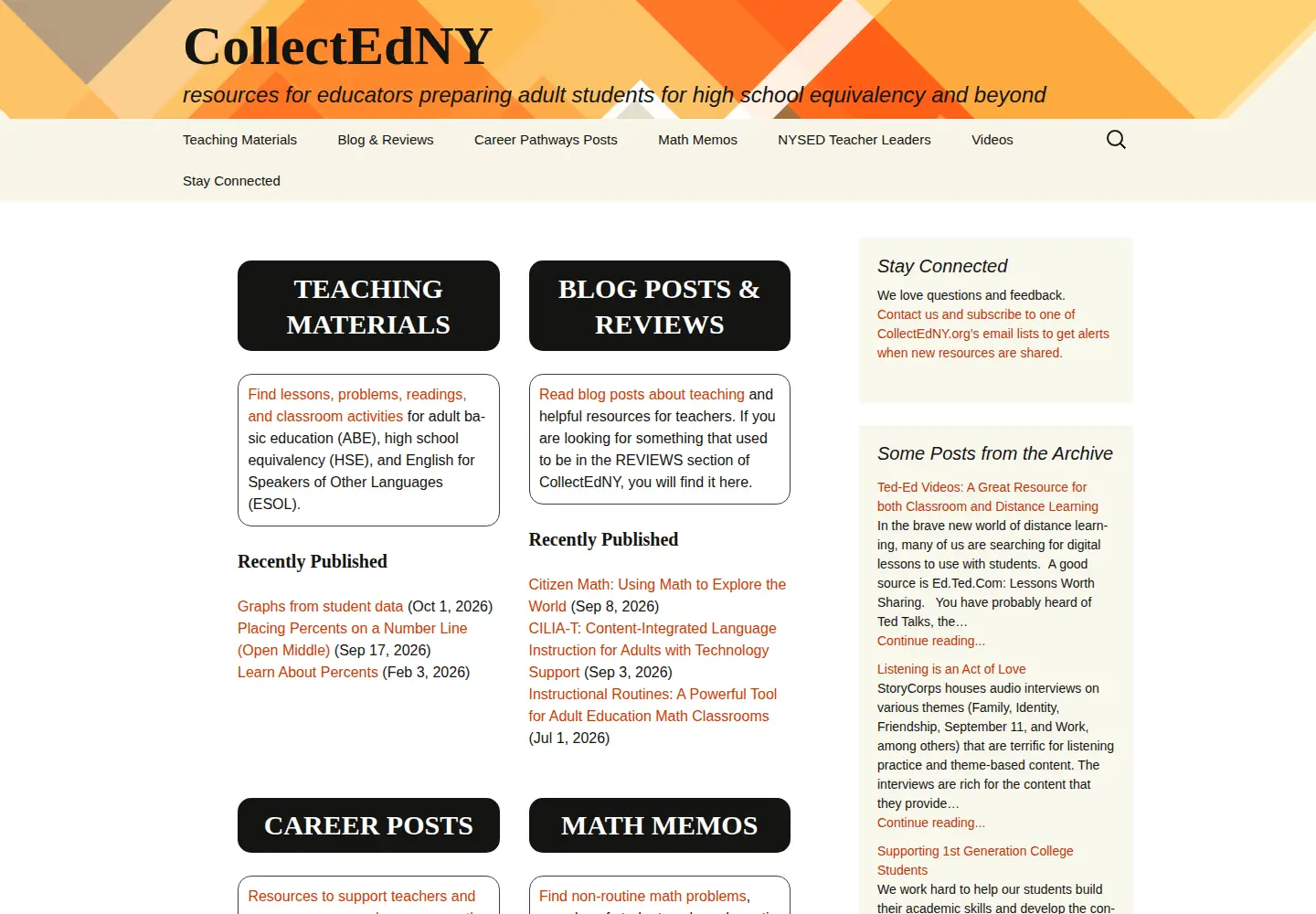 Captured homepage of collectedny.org in the current scan
