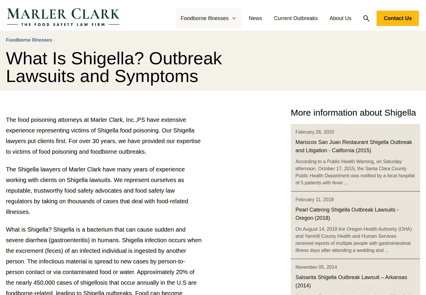 Captured homepage of about-shigella.com in the current scan