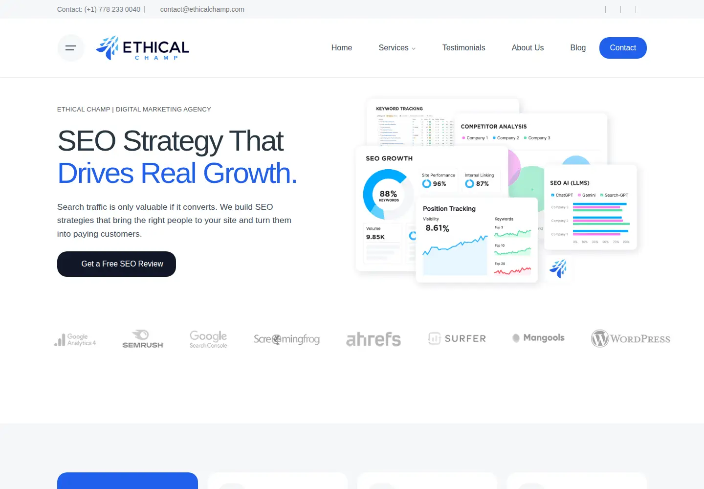 Captured homepage of ethicalchamp.com in the current scan