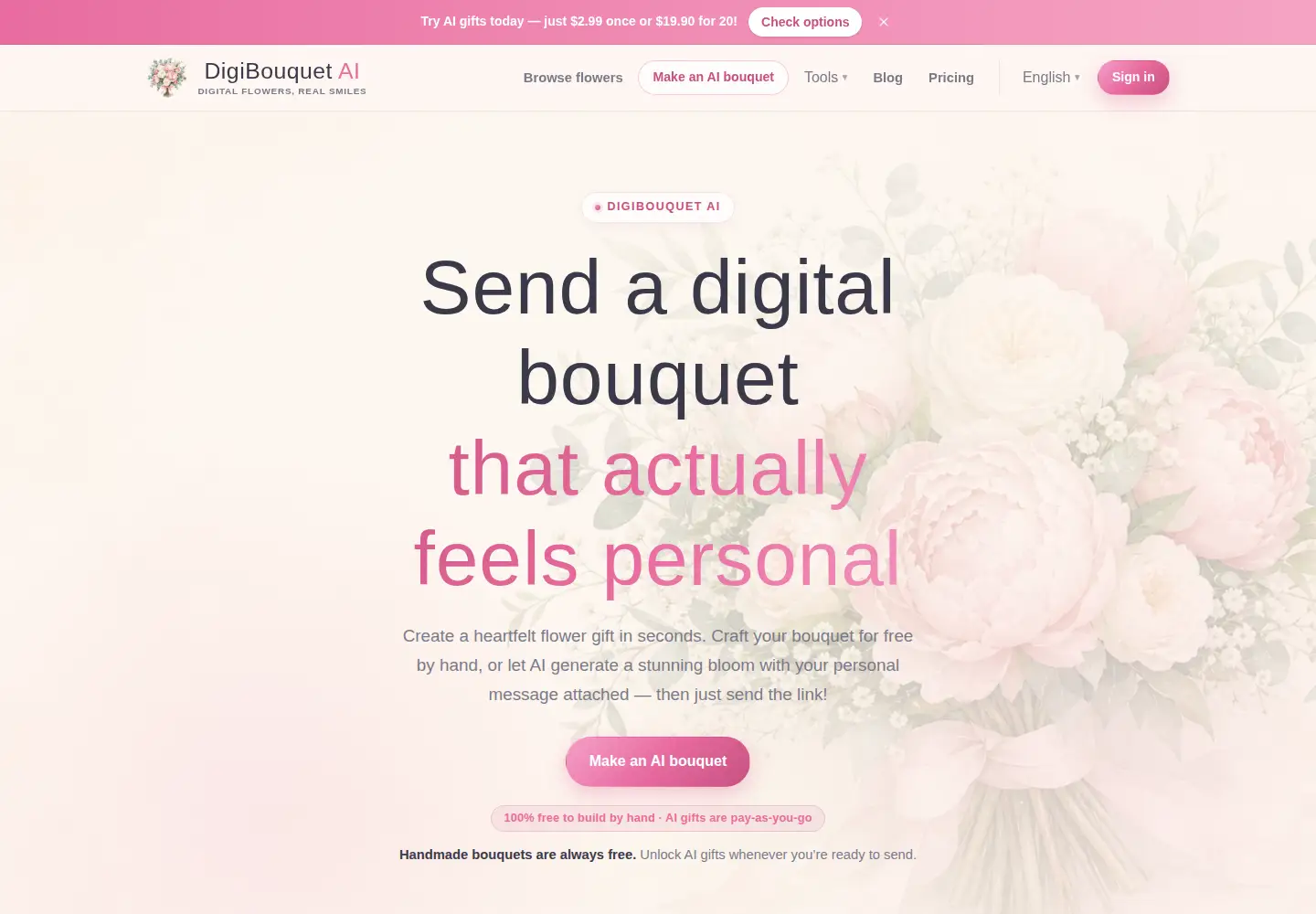 Screenshot of digibouquetai.com
