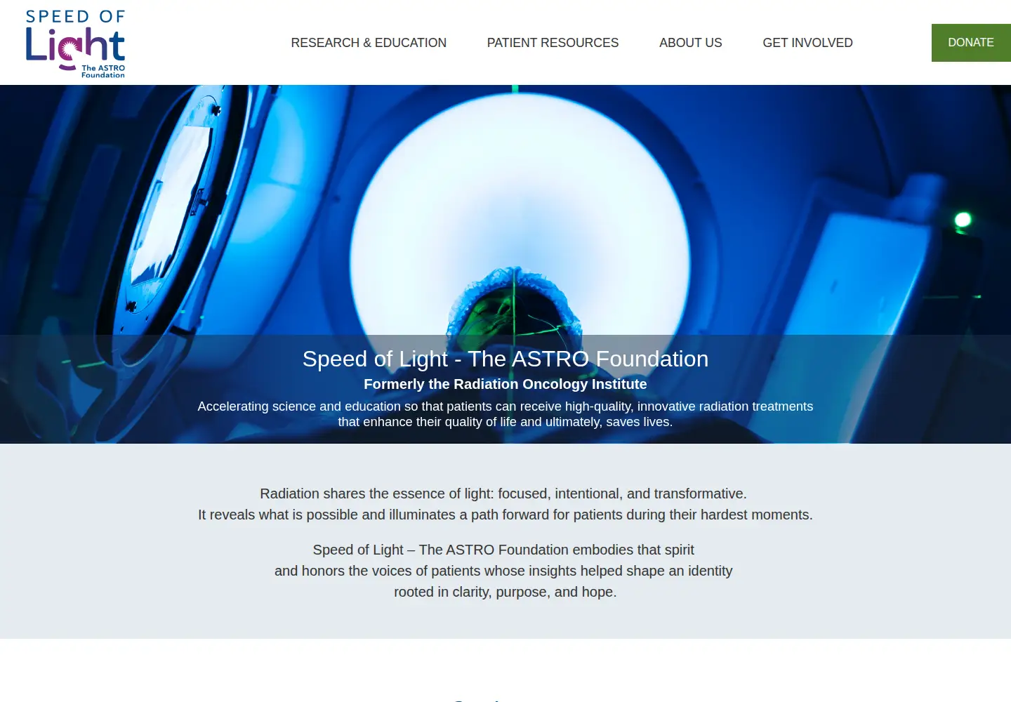 Screenshot of speedoflightfoundation.org