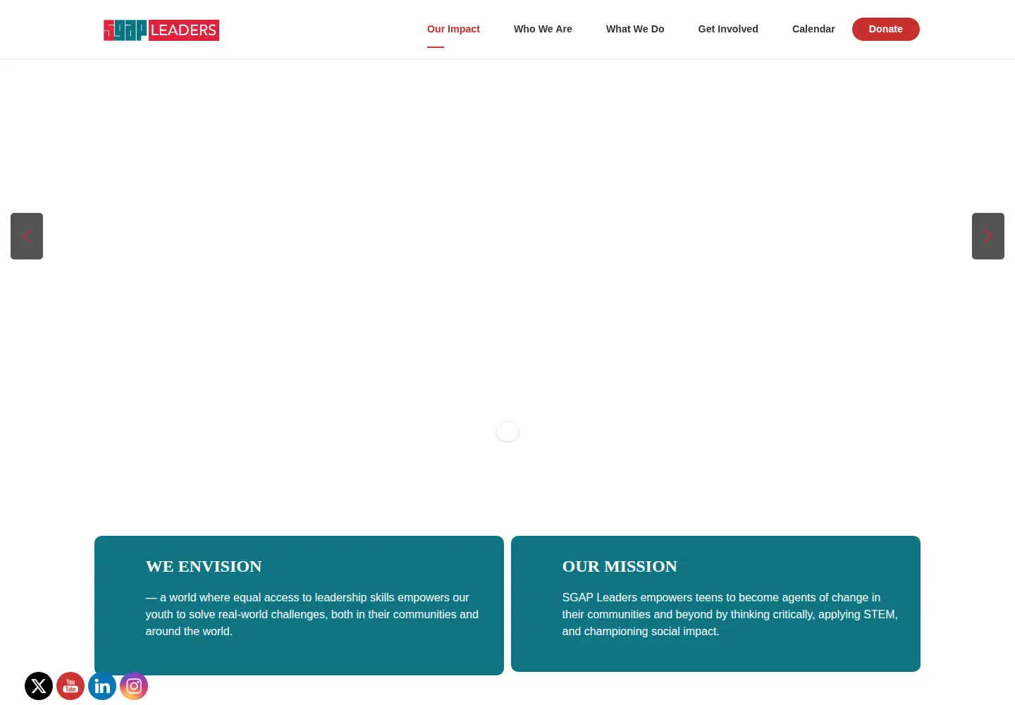 Captured homepage of sgapleaders.org in the current scan