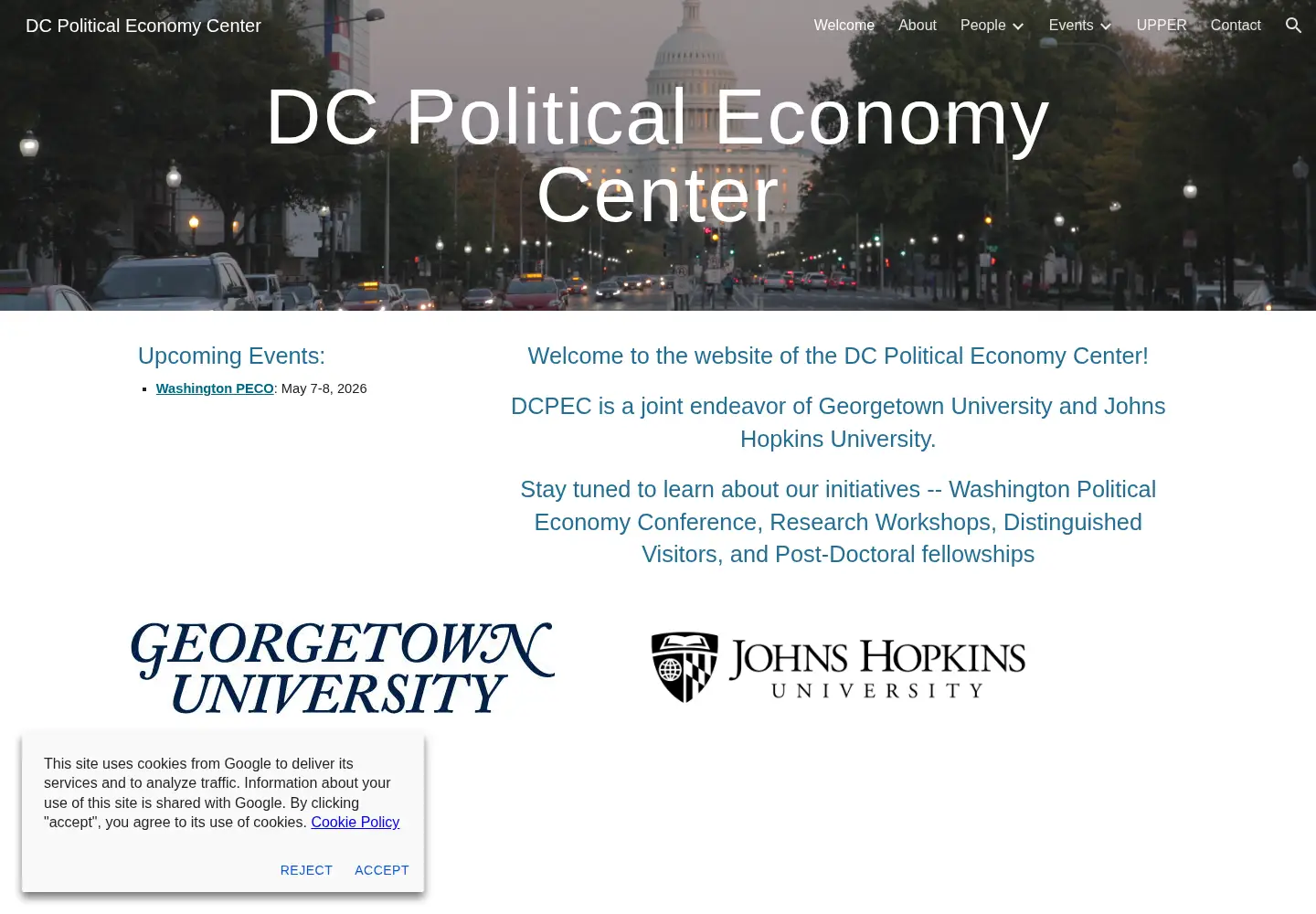 Captured homepage of dcpolecon.org in the current scan