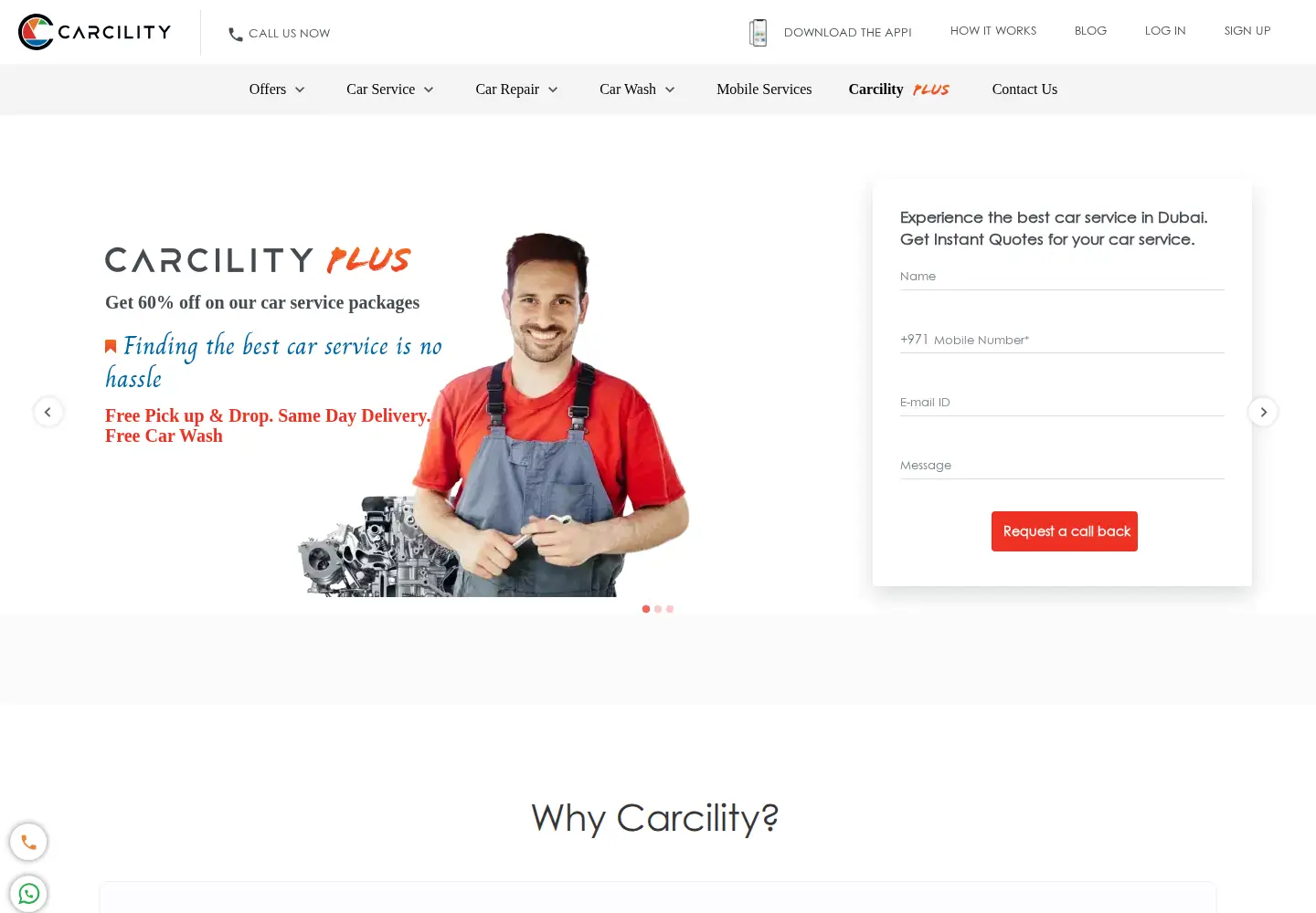 Captured homepage of carcility.com in the current scan