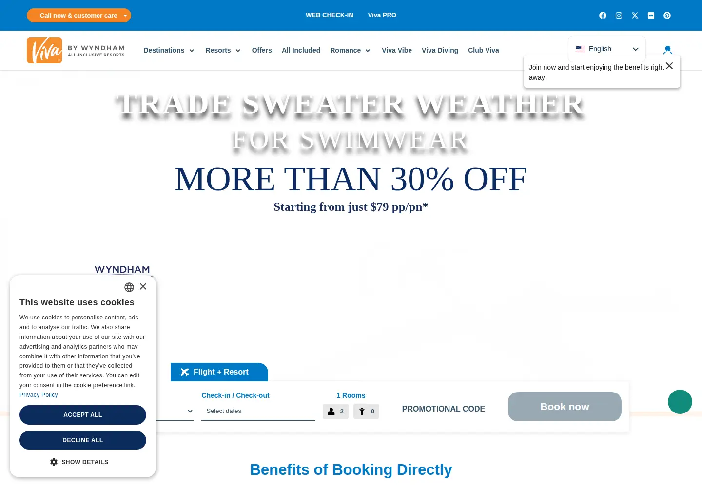 Captured homepage of vivaresortsbywyndham.com in the current scan