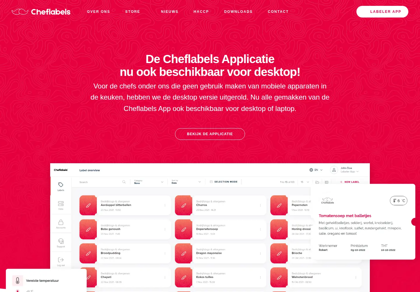 Captured homepage of cheflabels.nl in the current scan