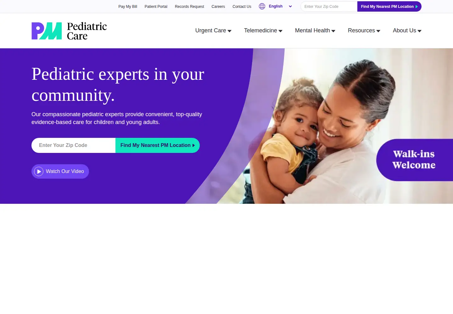 Screenshot of pmpediatrics.com