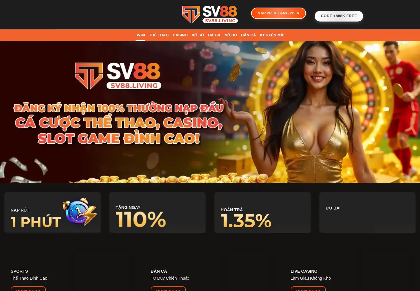 Captured homepage of sv88.living in the current scan