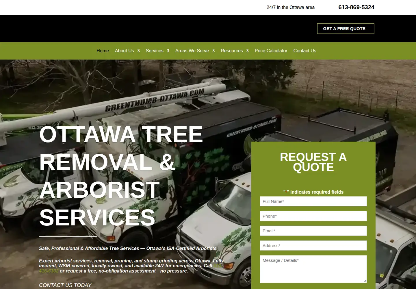 Screenshot of greenthumb-ottawa.com