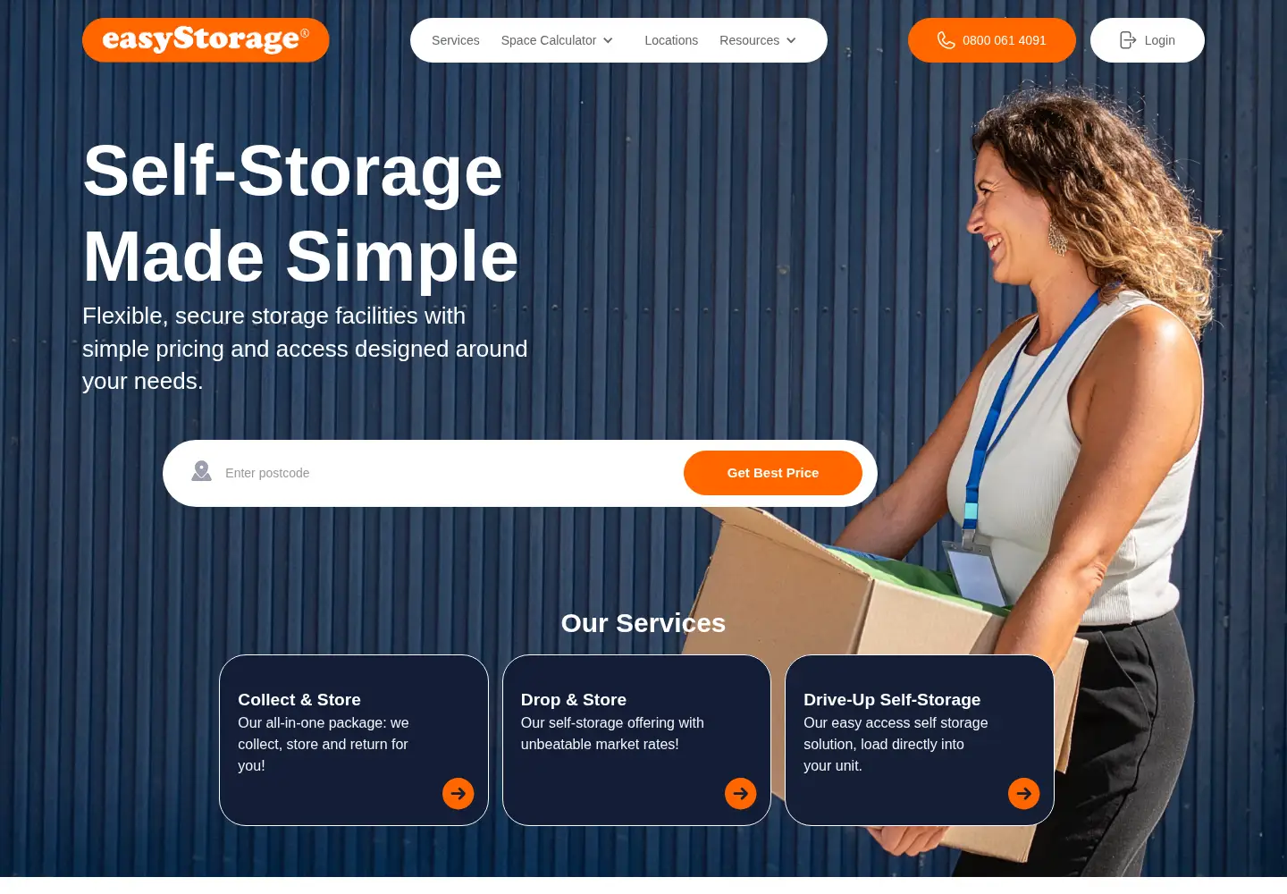 Captured homepage of easystorage.com in the current scan