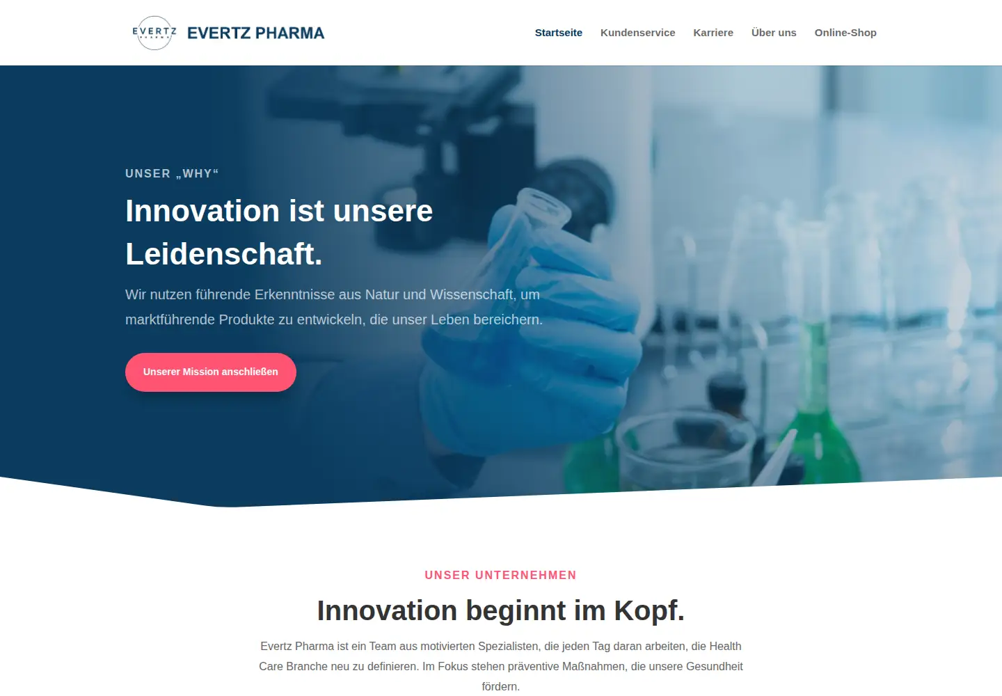 Captured homepage of evertz-pharma.de in the current scan