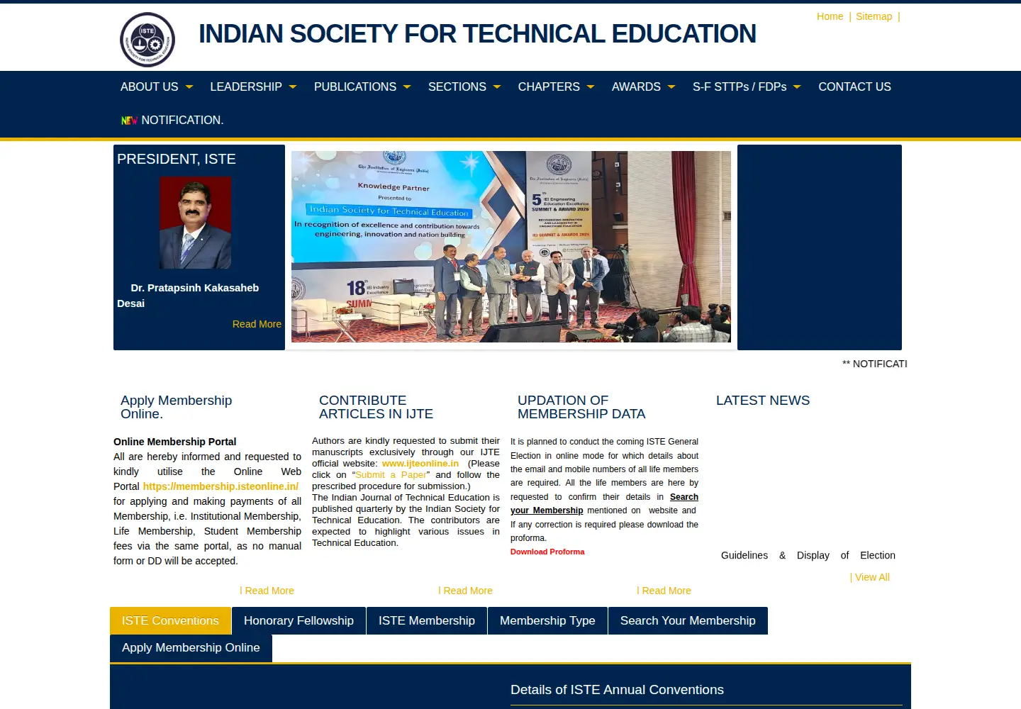 Captured homepage of isteonline.in in the current scan