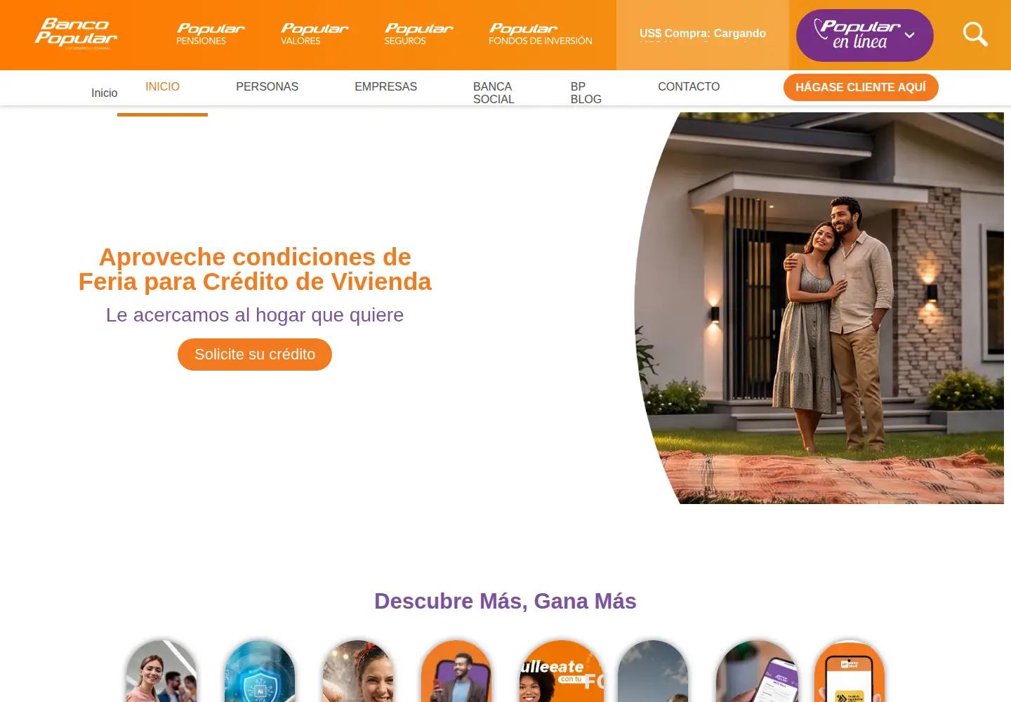 Screenshot of bancopopular.fi.cr