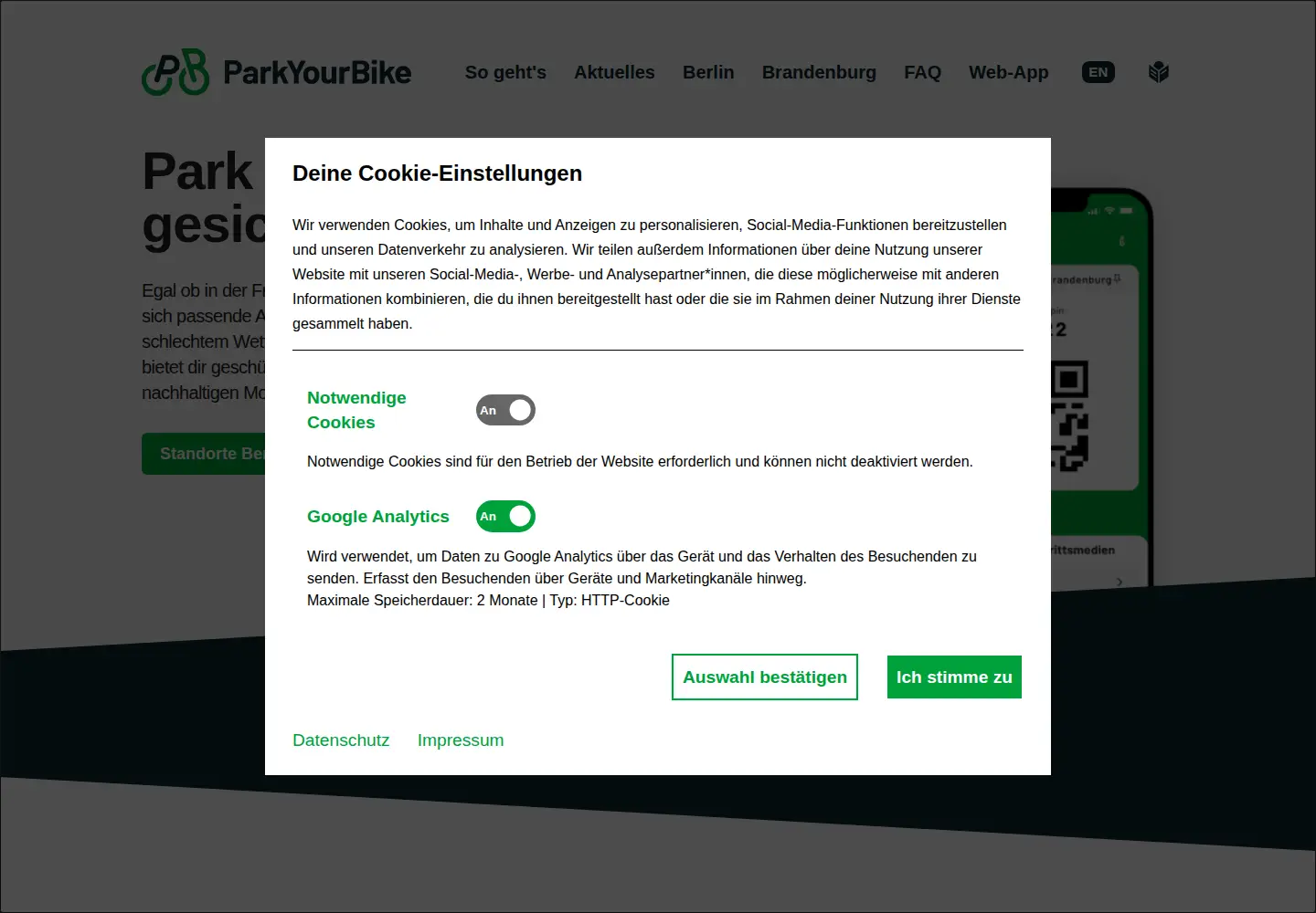 Captured homepage of parkyourbike.net in the current scan