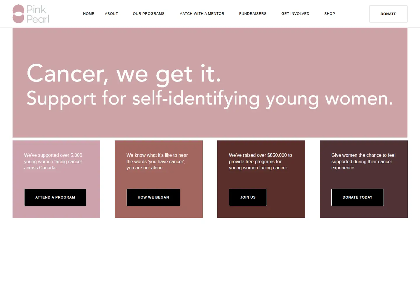 Captured homepage of pinkpearlcanada.org in the current scan