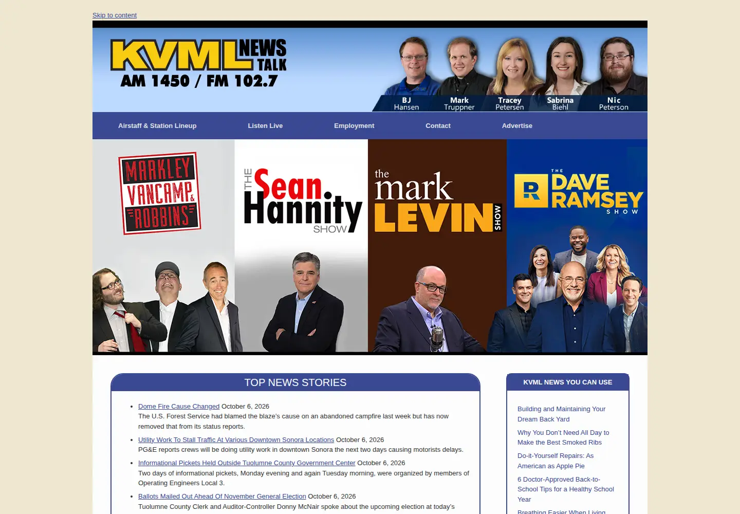 Captured homepage of kvml.com in the current scan