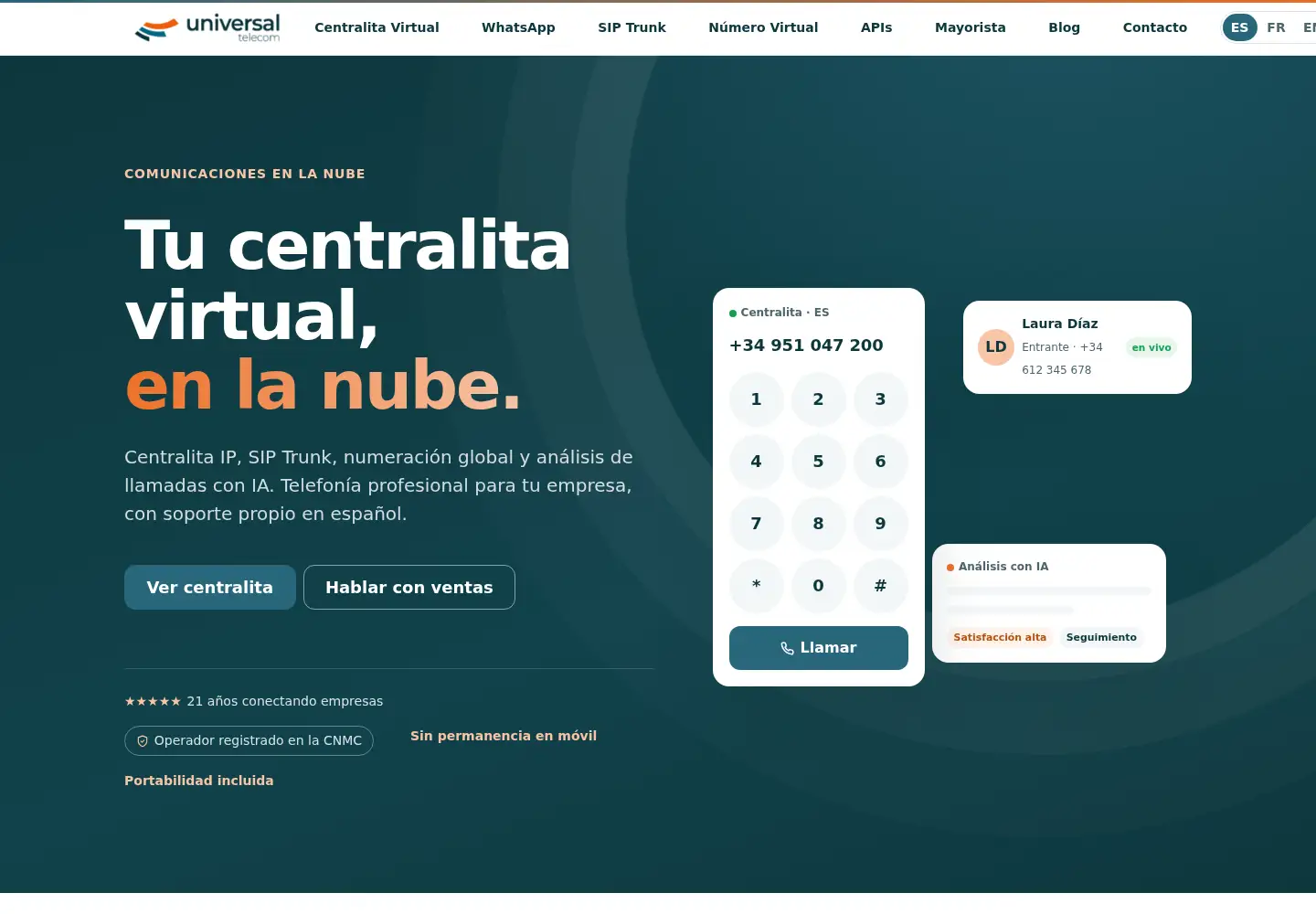 Screenshot of universaltelecom.es