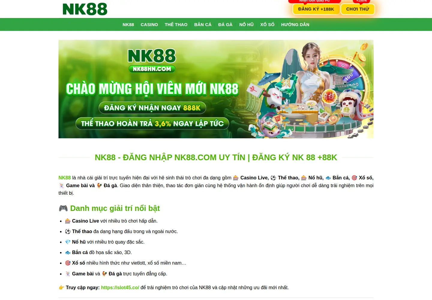Screenshot of nk88.soccer