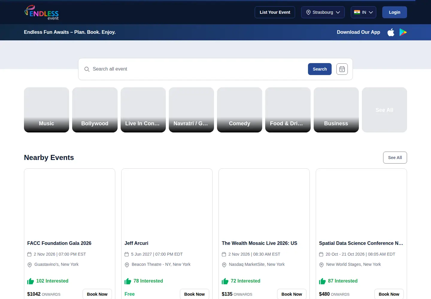 Screenshot of endlessevent.com