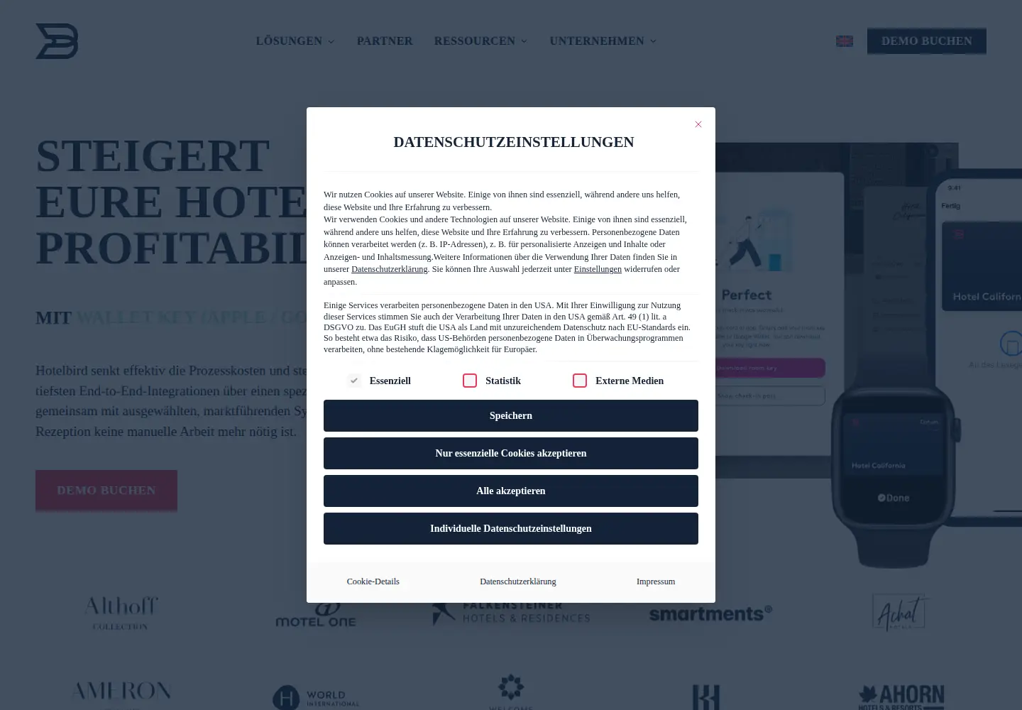 Captured homepage of hotelbird.com in the current scan
