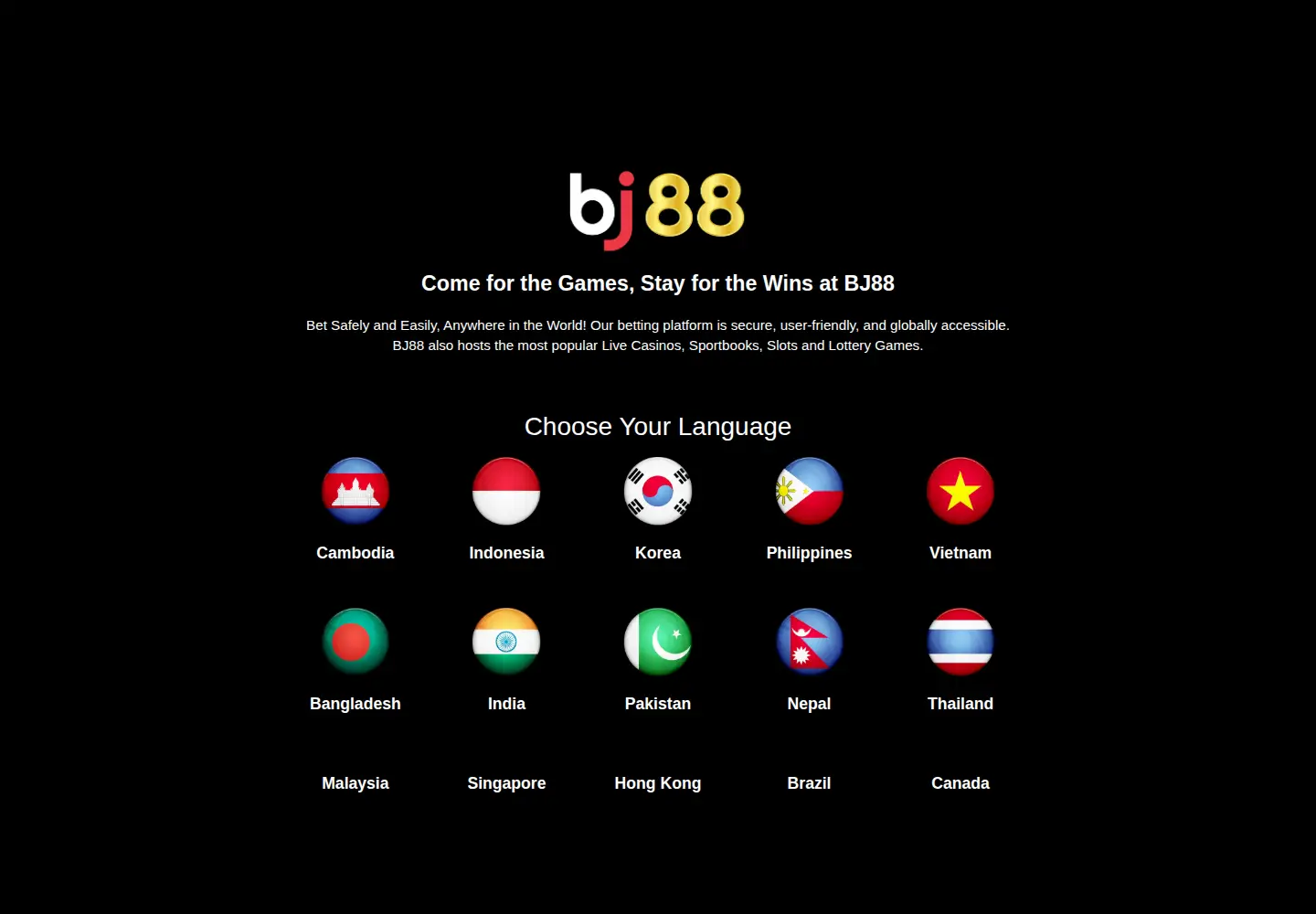 Captured homepage of bj88.com in the current scan