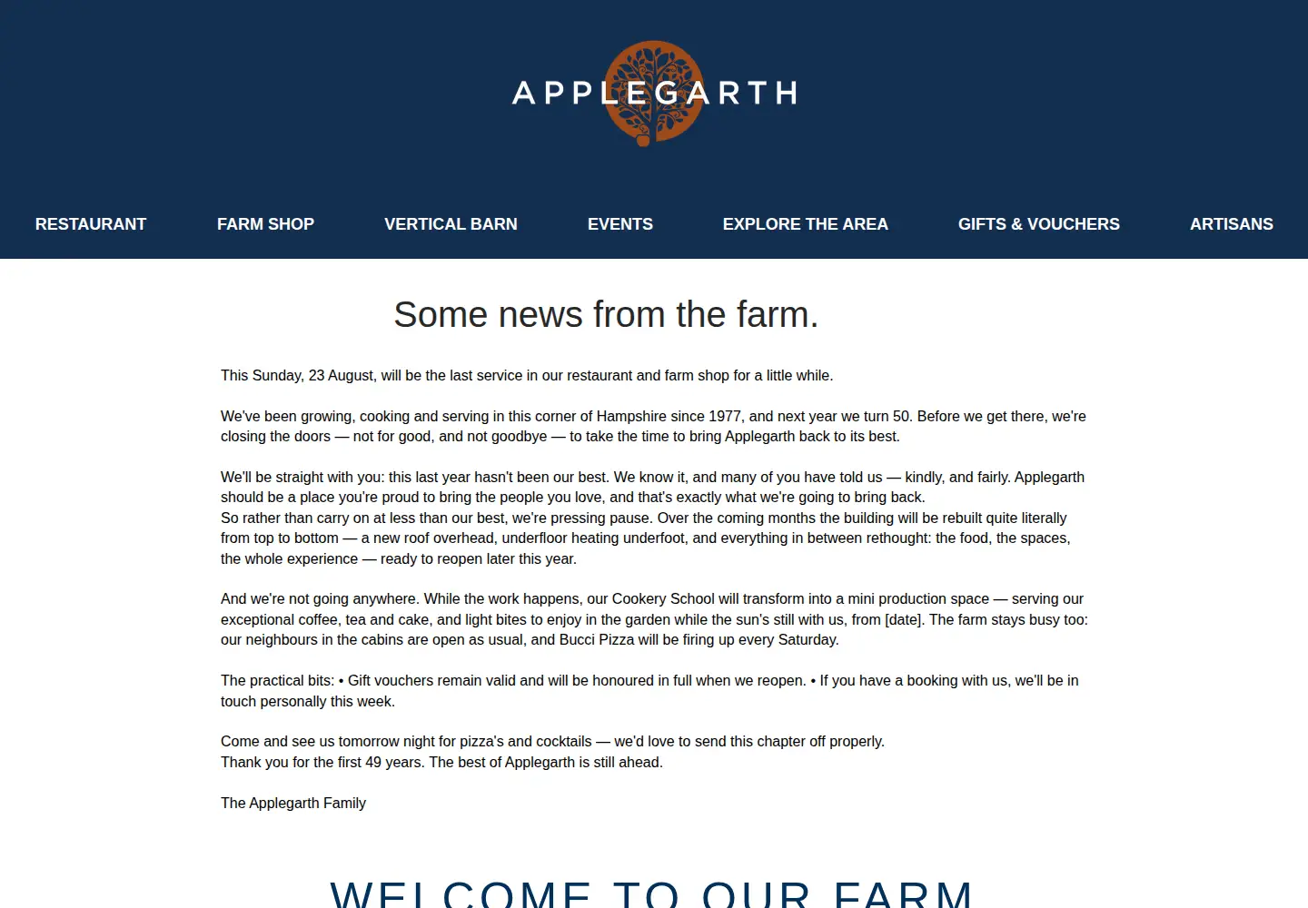 Captured homepage of applegarthfarm.co.uk in the current scan