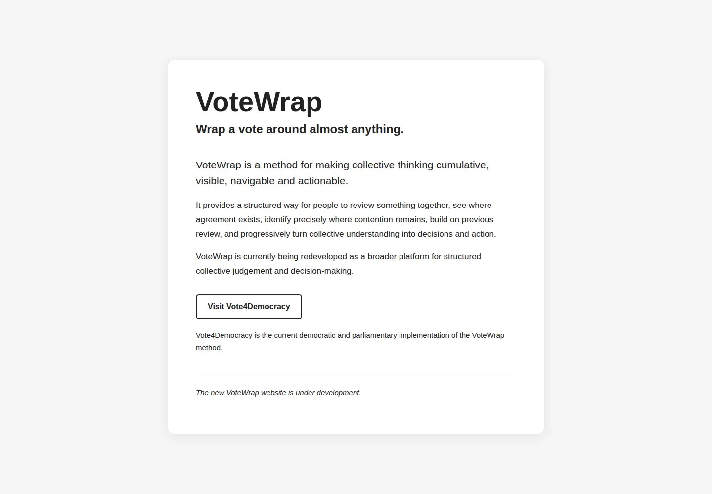 Captured homepage of votewrap.com in the current scan