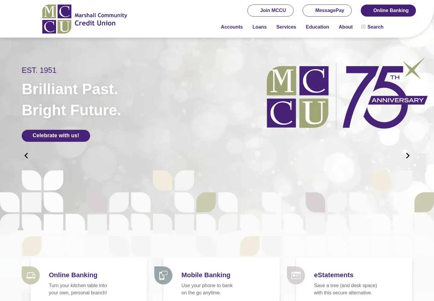 Captured homepage of marshallcommunitycu.com in the current scan