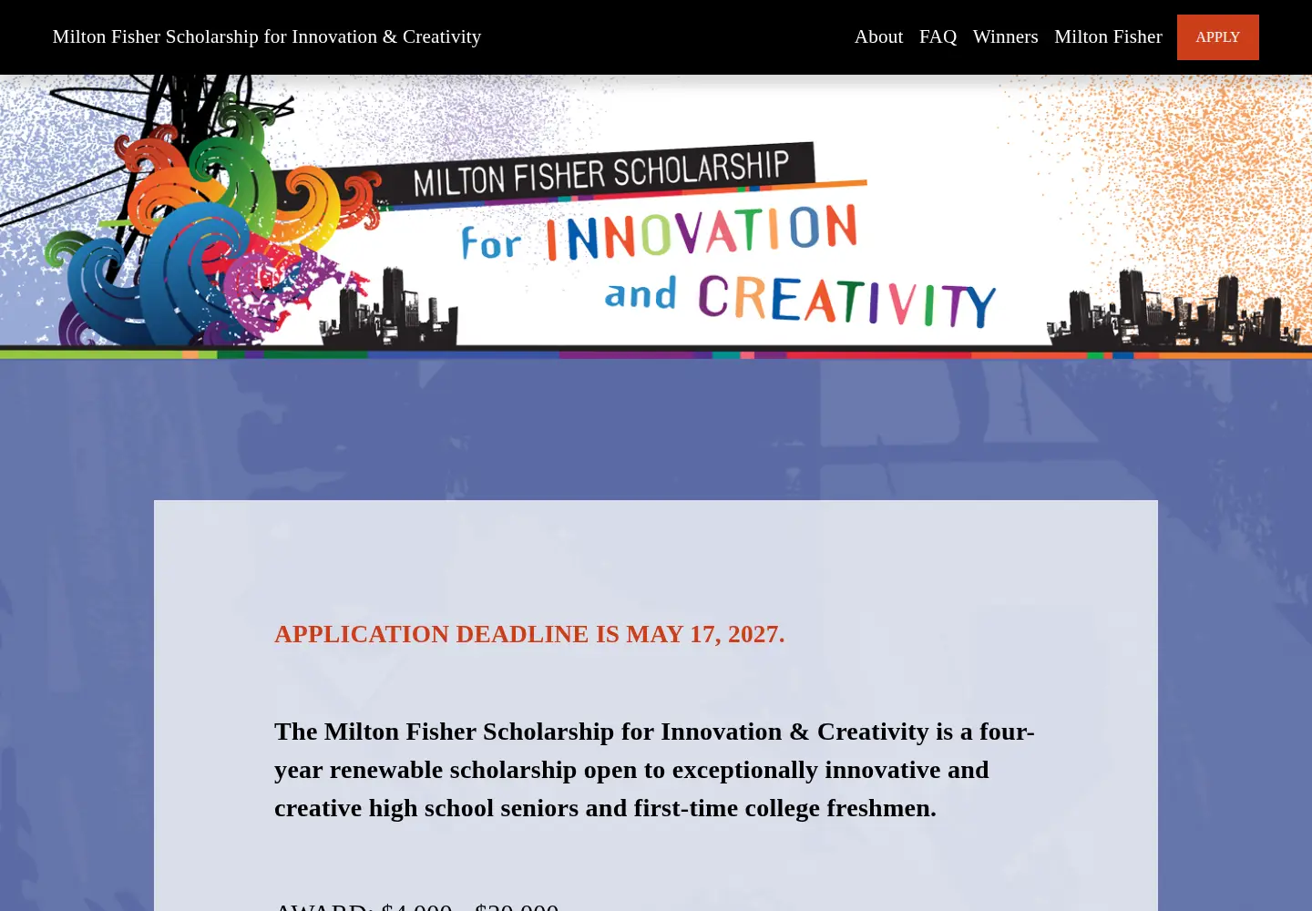 Screenshot of mfscholarship.org